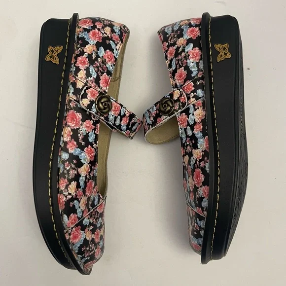 Alegria Leather Adjustable Slip-On Mary Janes Marcy Size - Picture 3 of 6